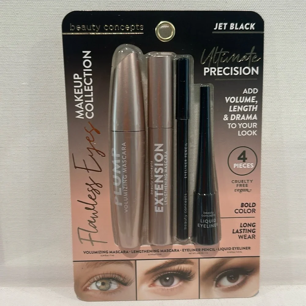 Ellen Tracy Eye Makeup Collection with 2 Mascaras, Eyeliner and Eyeliner Pencil.